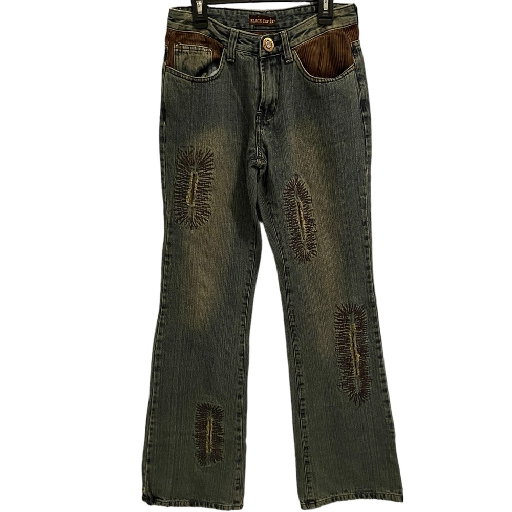 Womens black cat jeans waist 28